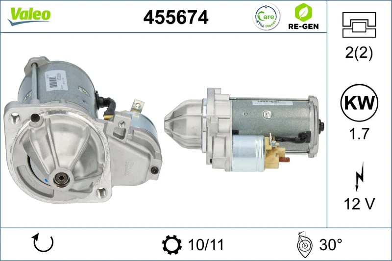 Image of VALEO 455674 Starter motor 1,7kW, 12V Starter (2)