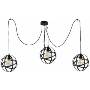 image of Keter Pola Cluster Pendant Ceiling Light Black, 3x E27