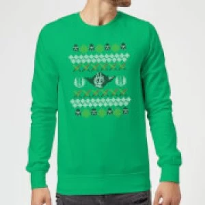 Image of Star Wars Yoda Christmas Knit Green Christmas Sweatshirt - L - Green