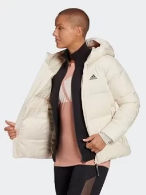 image of adidas D11 Big Baffle Down Hooded Jacket, White Size M Women