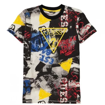 Image of Guess AOP Triangle Logo T Shirt - Graffiti P0CN