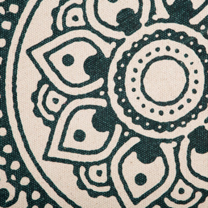 Image of Beliani Round Cotton Area Rug Mandala Pattern 120 Cm Cream And Green Irice