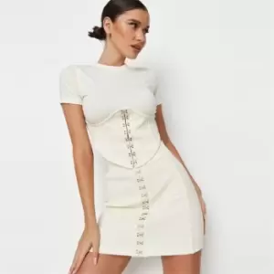 Missguided Ribbed Corset Top - Cream