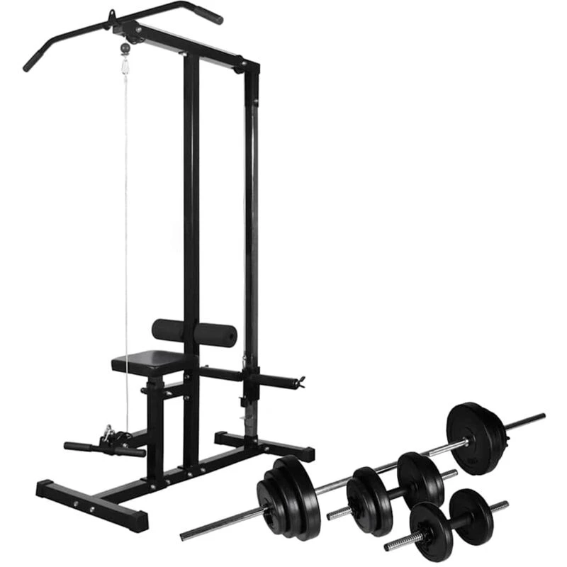 Image of VIDAXL Vidaxl - Power Tower with Barbell and Dumbbell Set 30.5 kg 8718475702504