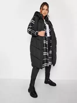 Image of Yours Chevron Longline Gilet - Black, Size 18, Women