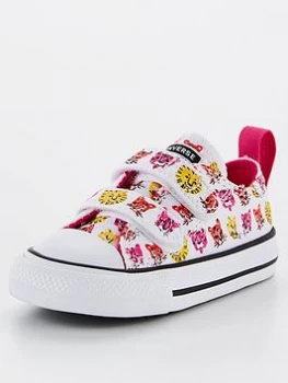 Converse Chuck Taylor All Star Jungle Cat 2v Ox Infant Trainer - White/Pink , White/Pink, Size 7