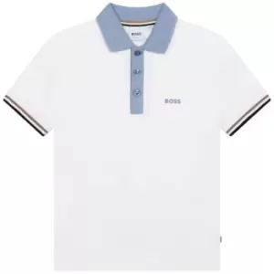 Boss Boss Stripe Arm Polo Shirt Junior Boys - White