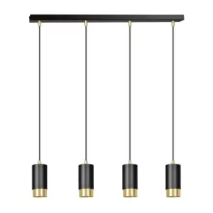 image of Fumiko Black/Gold Bar Pendant Ceiling Light 4x GU10