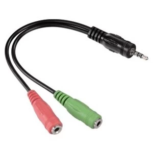 Image of Hama Jack Adapter, 4-pin 3.5mm jack plug - 2x 3.5mm jack socket