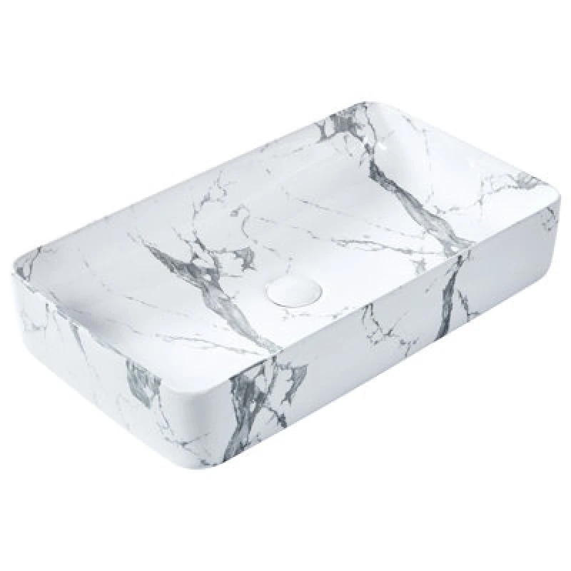 Image of Beliani Countertop Basin Ipala 620 X 350 mm Ceramic White Marble