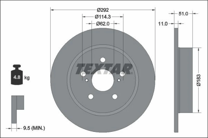 Image of Brake disc TEXTAR 92347803