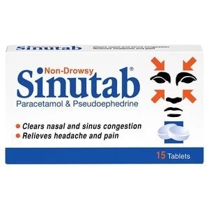 Image of Sinutab Non-Drowsy Cold and Flu Tablets 15s