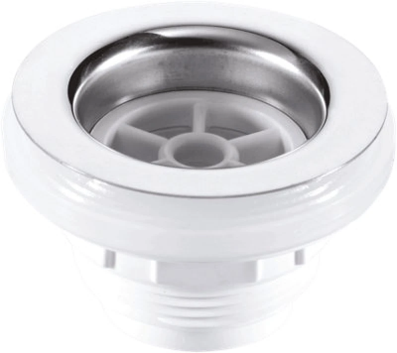 Image of McAlpine BSW10 1.5" Backnut Bath Waste: 70mm Stainless Steel Flange x 1.5" Tail: Unslotted: Plug White