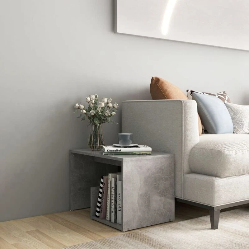 Image of VIDAXL Vidaxl - Side Table Concrete Grey 59x36x38cm Engineered Wood 8720286559017