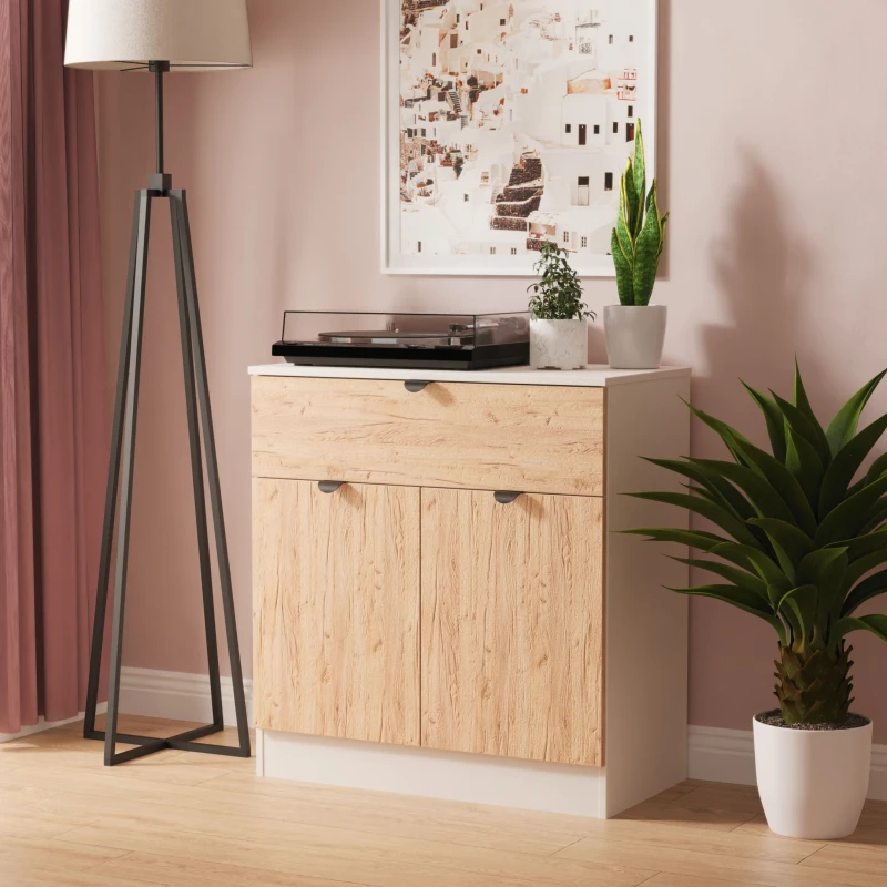 Image of Ready Assembled 2 U Norway 1 Drawer 2 Door Sideboard (Ready Assembled) in Beige Beige Unisex