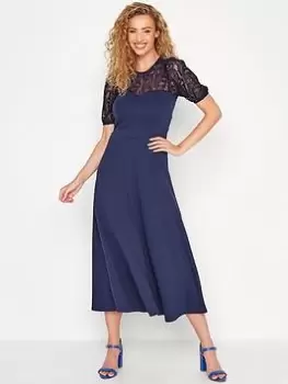 Long Tall Sally Navy Lace Fit And Flare Midi Dress, Navy, Size 12, Women