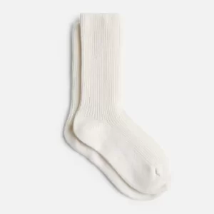 Image of White Cashmere Ribbed Knit Socks