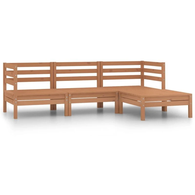 Image of VIDAXL 4 Piece Garden Lounge Set Solid Pinewood Honey Brown Vidaxl 8720286659397