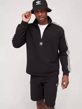 Image of adidas Originals 3 Stripe Long Sleeve Polo Top - Black Size M Men
