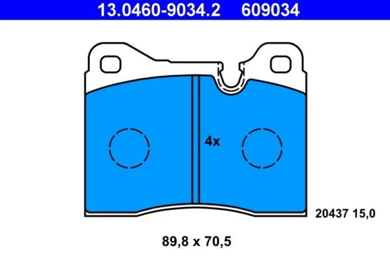Image of ATE 13.0460-9034.2 Brake pad set excl. wear warning contact Brake Pad Set,disc brake (402)