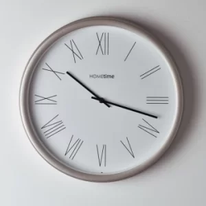 image of Hometime Silver Wall Clock with Roman Dial