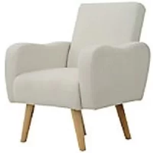 image of HOMCOM Chair Cream, White Linen Fabric, Wood, Foam 833-632V01CW