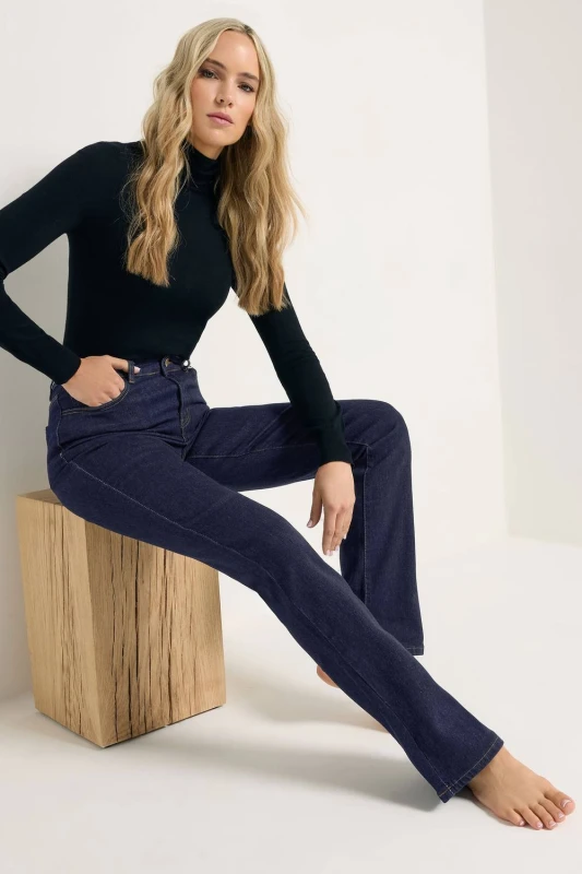 Image of Long Tall Sally Womens Tall Denim Bootcut Jeans in Blue Size: 12L Blue Female 12L