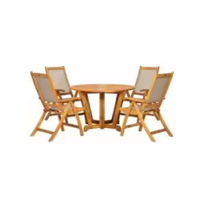 image of A-mir - HENLEY 4 Seater Gateleg Dining Set 120cm Round Henley Gateleg Table with 4 Henley Textylene / Wood Recliner Armchairs