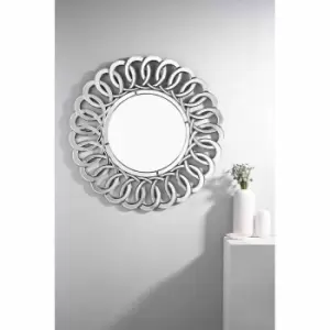 Image of Furniture Box Italian Small/Medium Silver Stylish Circular Round Modern Living Room Bedroom Wall Mirror (60Cmx60Cm)
