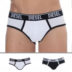 Image of Diesel 2-Pack Contrast Cotton Briefs - Black - White L