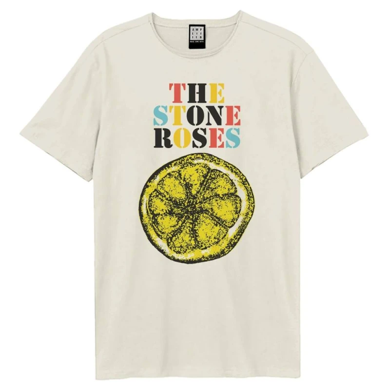 Image of Amplified Mens Stencil & Lemon The Stone Roses T-Shirt in Off-White Size: Large Off-White Male L