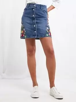 image of Joe Browns Fabulous Flora Denim Skirt Blue Size 12, Women