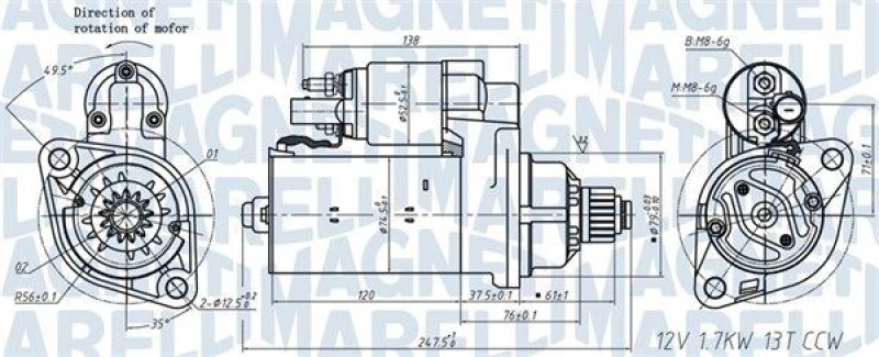 Image of MAGNETI MARELLI Starter motor MAGNETI MARELLI 063721508010