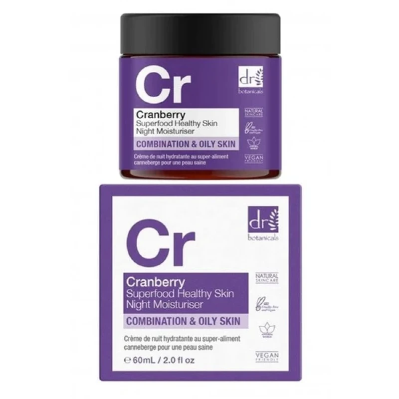 Image of Dr. Botanicals Cranberry Superfood Healthy Skin Night Moisturiser 60ml White unisex
