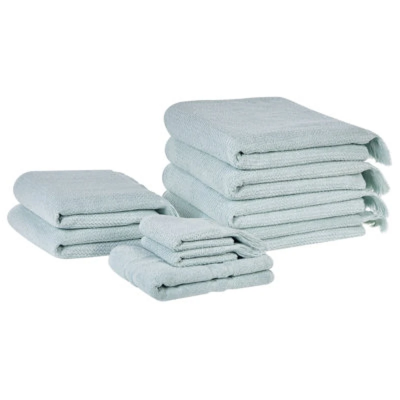 Image of Beliani Set Of 9 Towels Atiu Terry Cotton Mint Green