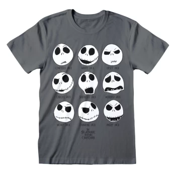 image of Nightmare Before Christmas - Many Faces Unisex Large T-Shirt - Charcoal