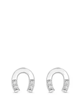 image of Simply Silver Sterling Silver 925 Cubic Zirconia Horse Shoe Stud Earrings