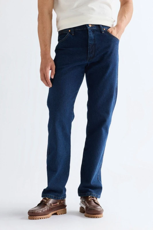 Image of Wrangler Mens 13MWZ Cowboy Cut Original Fit Jeans Dark Stone in Blue Size: 30R Blue Male 30R