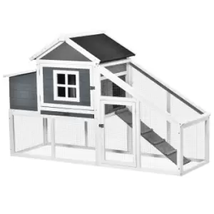 Image of Pawhut Wooden Chicken Coop Withoutside Run Nesting Box Slide Out Tray Ramp - White