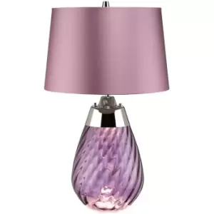 Image of Elstead Lena 2 Light Small Plum Table Lamp, Plum-tinted Glass , Heather Shade, E27
