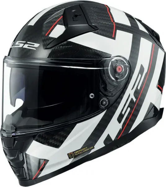 Image of LS2 FF811 Vector II Carbon Strong Glossy White Full Face Helmet Size XL