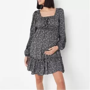 image of Missguided Floral Print Shirred Frill Maternity Mini Dress - Multi