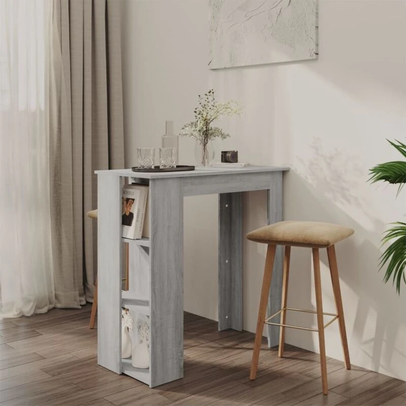 Image of VIDAXL Bar Table with Shelf Grey Sonoma 102x50x103.5cm Engineered Wood Vidaxl 8720286836484