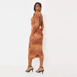 image of Missguided Optical Spot Dress - Orange