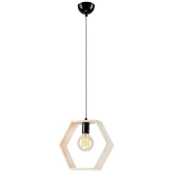 image of Lamkur Lighting - Wire Frame Pendant Ceiling Light White, 1x E27