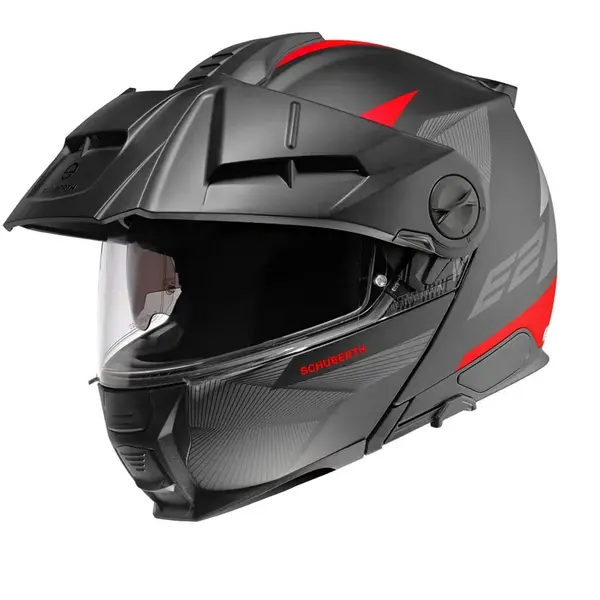 Image of Schuberth E2 Defender Black Red Modular Helmet Size L
