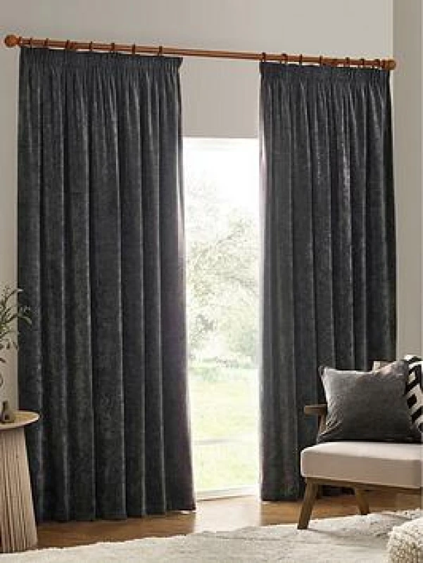 Image of Yard Heavy Chenille Fully Lined Pencil Pleat Curtains Brown 229Cm Width 229Cm Drop, Brown 5025532819468