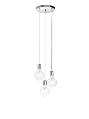 image of PENDEL 3 Light Cluster Pendant Ceiling Light Red, Yellow, Blue 25x80cm