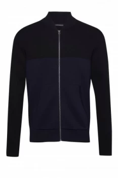 image of Mens French Connection Lakra Block Knit Zip Jumper Black