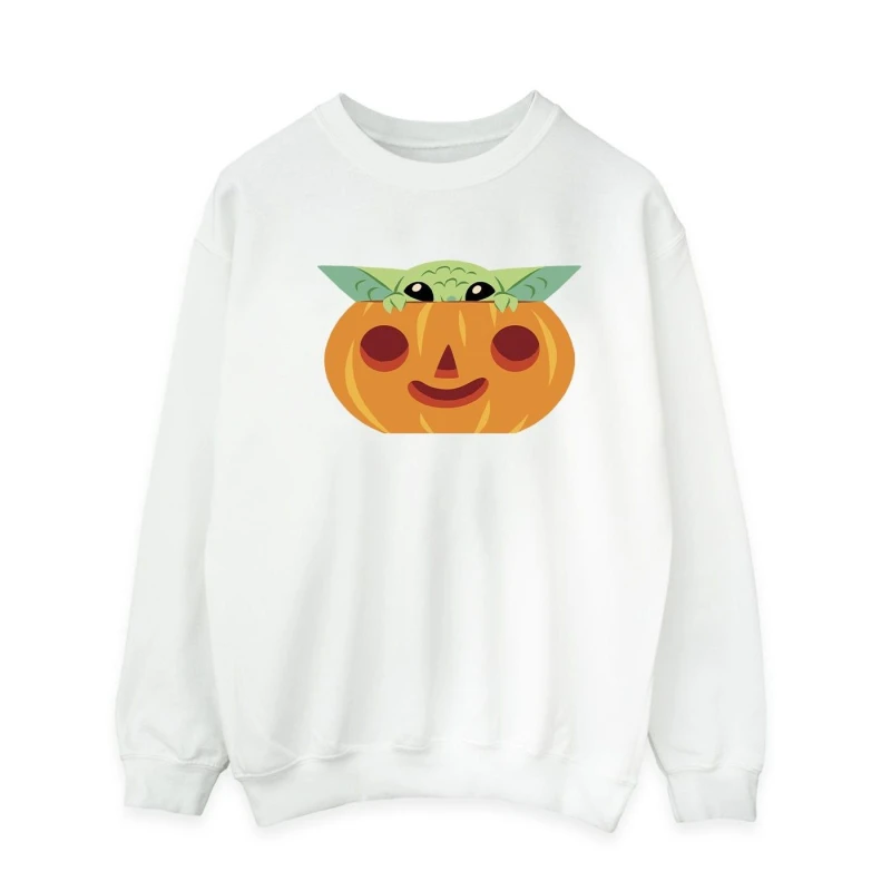 Image of Star Wars Star Wars Men Grogu Pumpkin Sweatshirt in White Size: Small White S Male 5063376693448